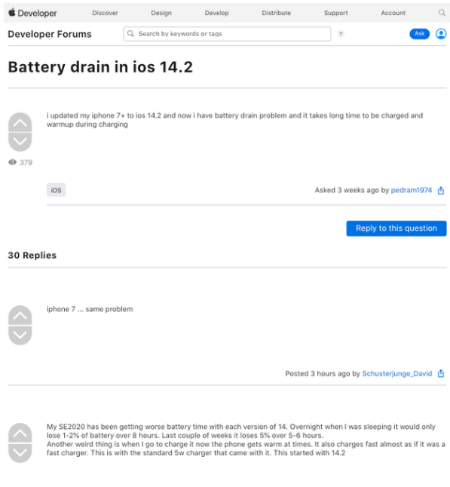 iOS14.2或导致电池续航变短 半小时消耗超50%