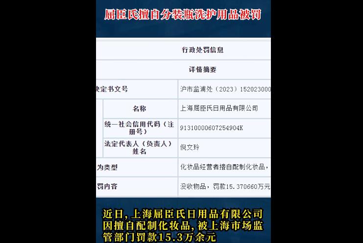 屈臣氏擅自分装洗护用品被罚15万 网友：支持监管部门